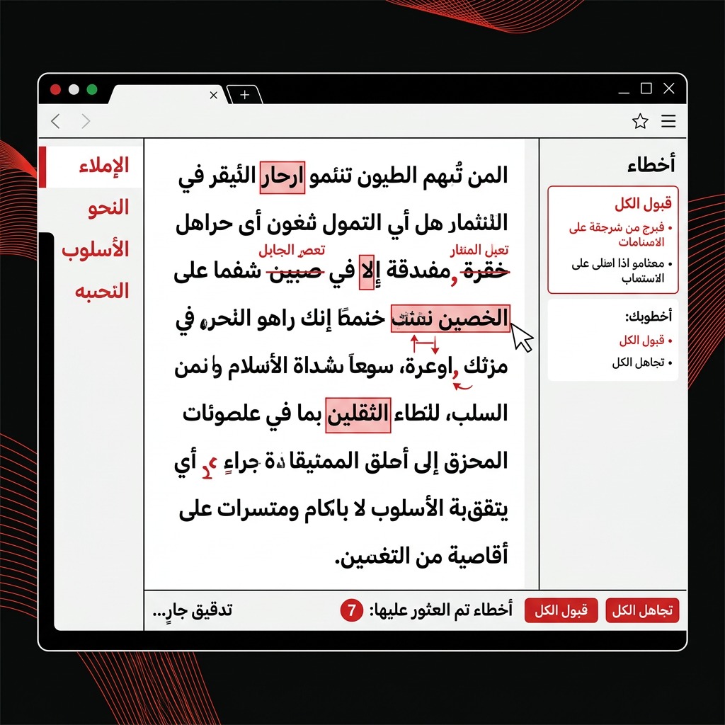 تدقيق لغوي باللغة العربية