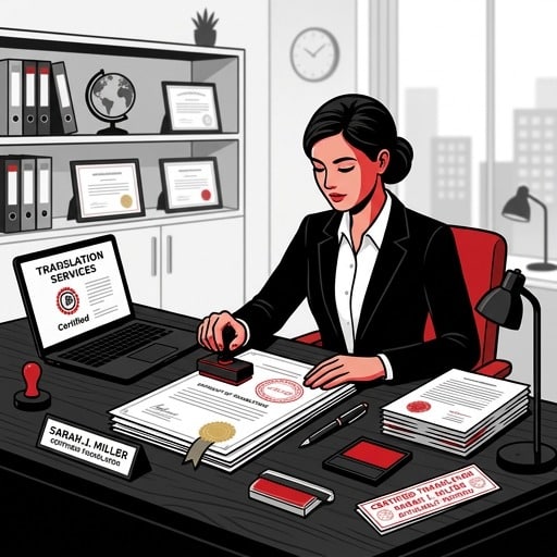 Certified translator verifying official documents, representing certified translator