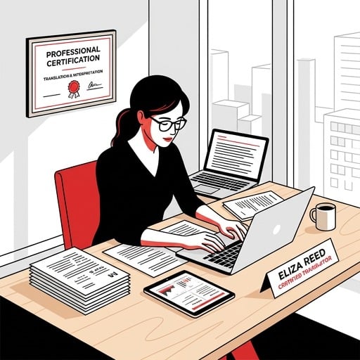 Certified translator in a local office, representing certified translator near me