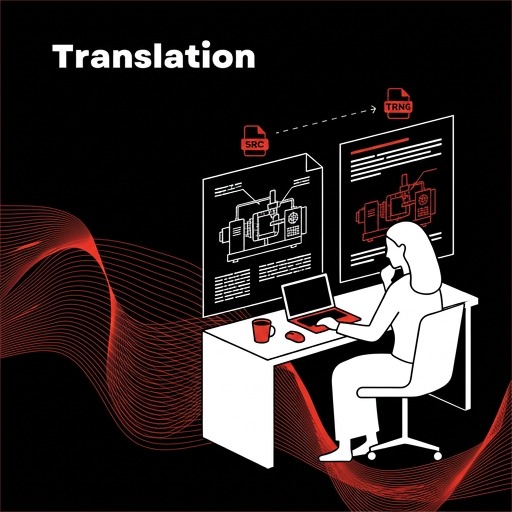 Translator working with training documents, representing training document translation.